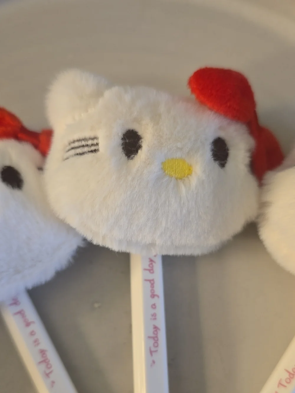 4 Hello Kitty-Inspired White & Red Plush Head Black Ballpoint Pens New